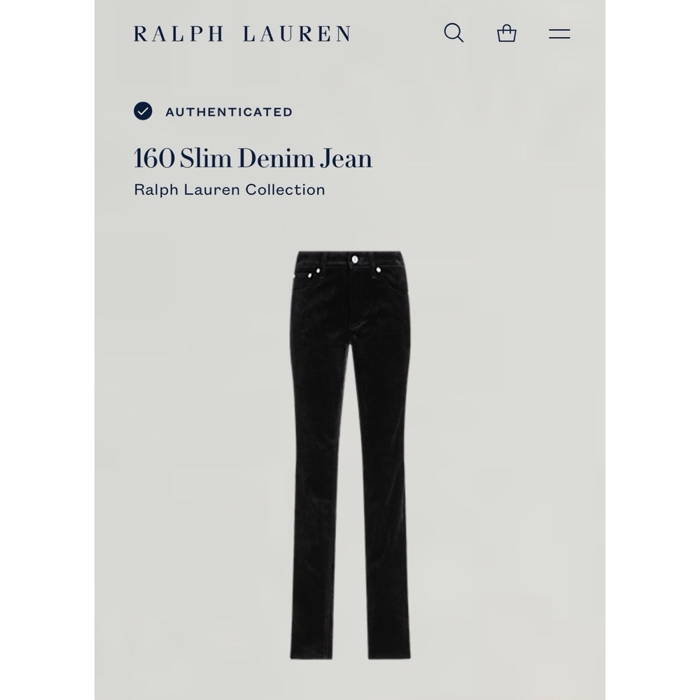 Ralph Lauren Collection 160 Flocked Coated Black Velvet Denim Jeans Sz 28 - Picture 2 of 16
